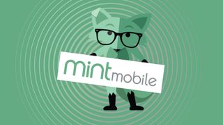 Mint mobile fox on with sign on green background
