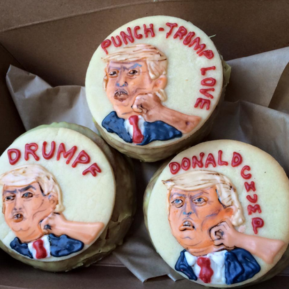 Edible Donald Trump doughnuts are available.