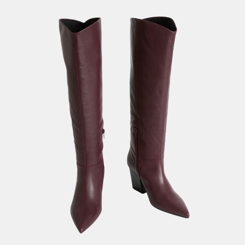 burgundy knee high boots