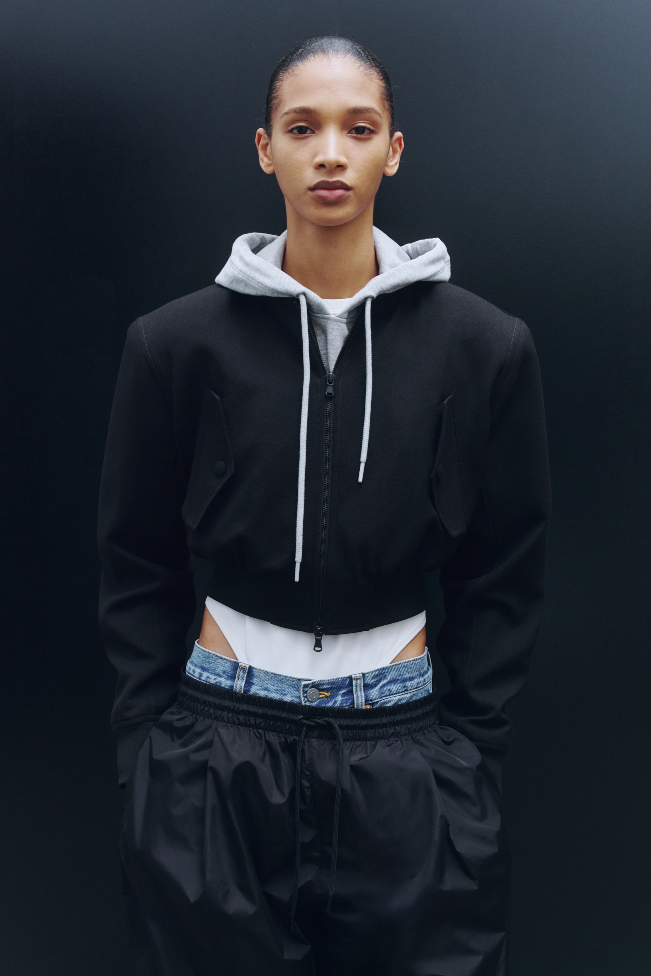 Cropped Wool Bomber Jacket