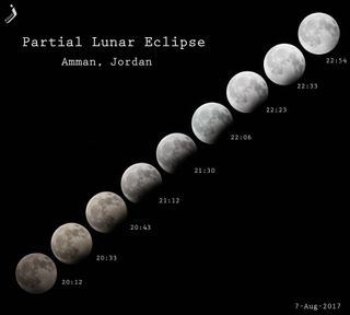 Photographer Zaid Abbadi created this composite of the full moon rising over Amman, Jordan, on Aug. 7, 2017.