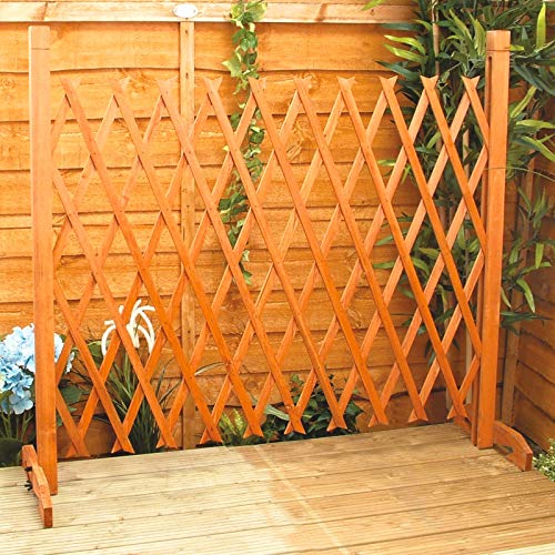 Expanding Wooden Fence Trellis - Freestanding Garden Barrier Screen With Wide Feet - Adjustable Width 29-140cm, Decorative Portable Privacy Fence for Outdoor &amp;amp; Indoor Use