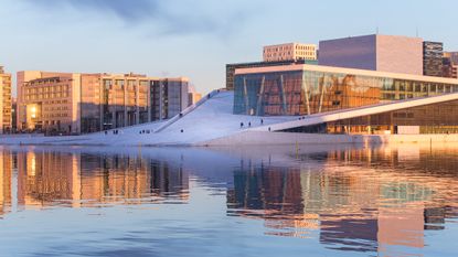 Oslo Opera House and waterfront in Oslo
