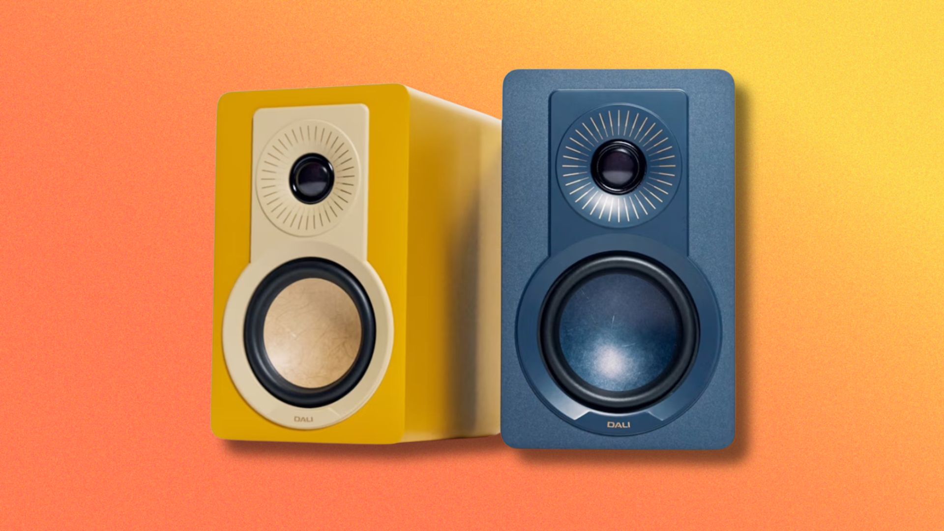 The DALI KUPID Speaker in yellow and blue 