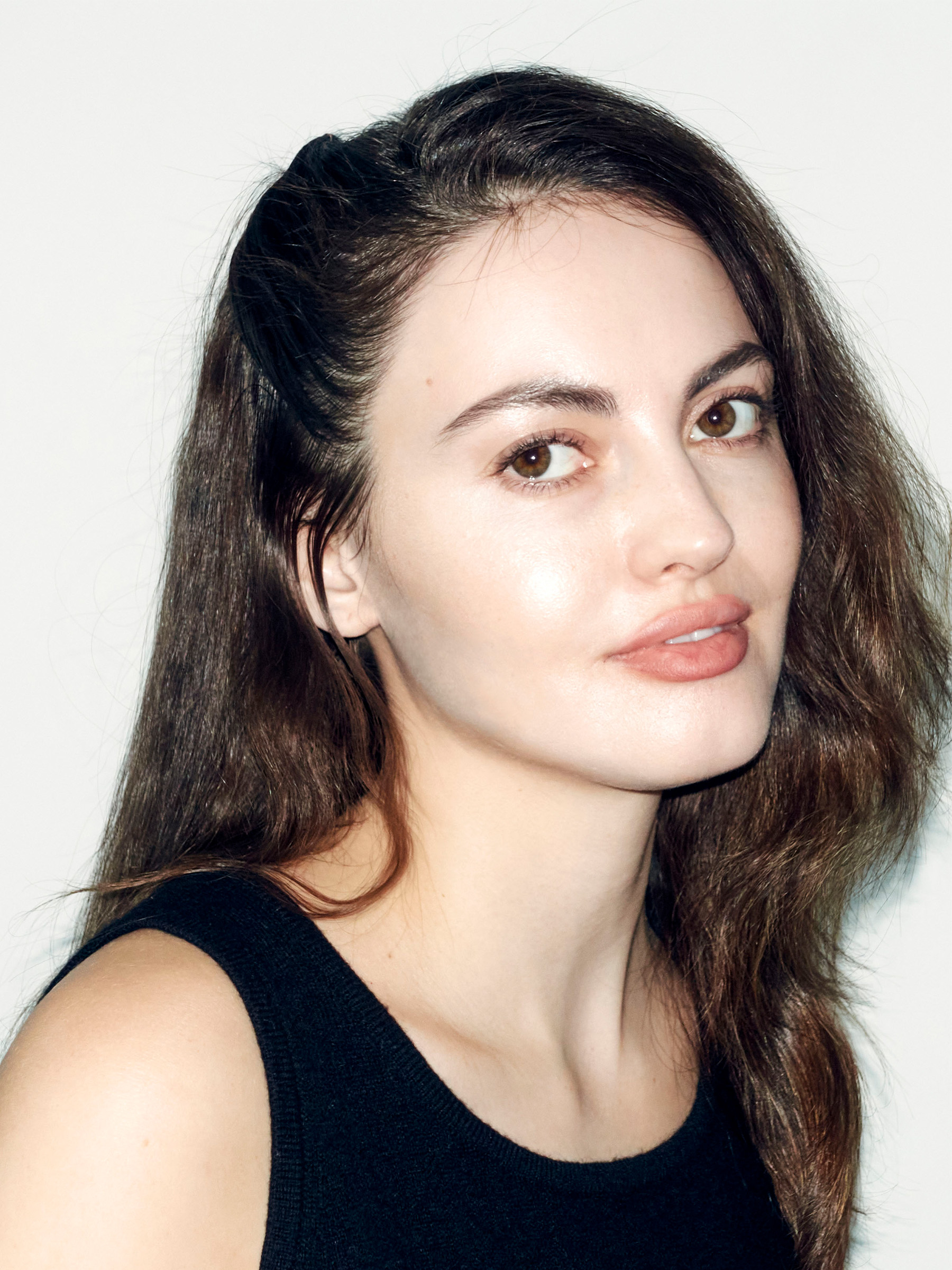 Actress Trew Mullen shot by Ariel Sadok. Mullen is wearing a black tank top.