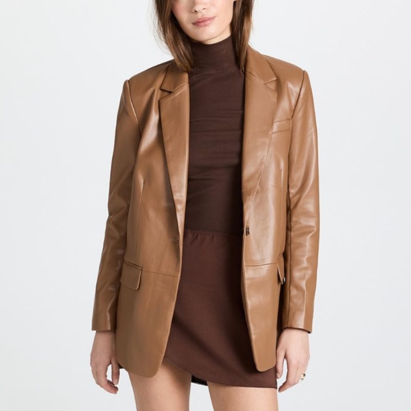 English Factory, Faux Leather Blazer