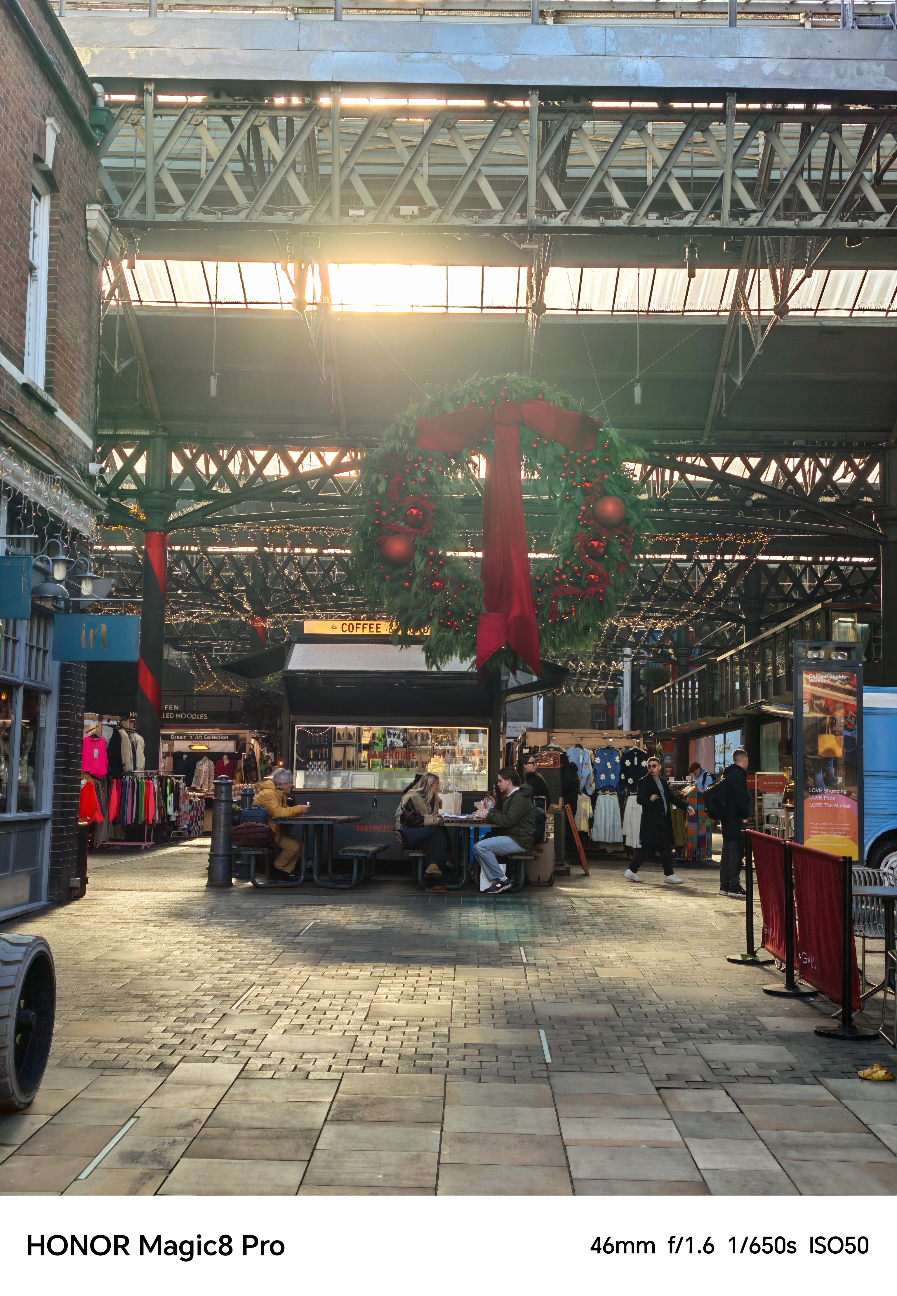 A Christmas market in London shot on an Honor Magic 8 Pro