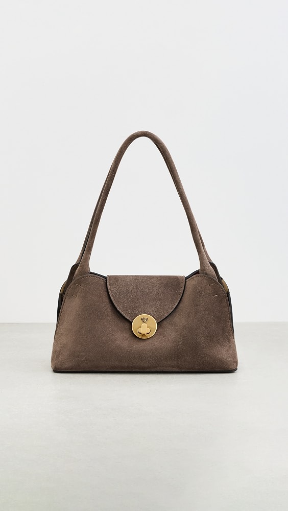 Small Calf Leather Shoulder Bag - Taupe/gold '82