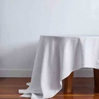 A white linen tablecloth