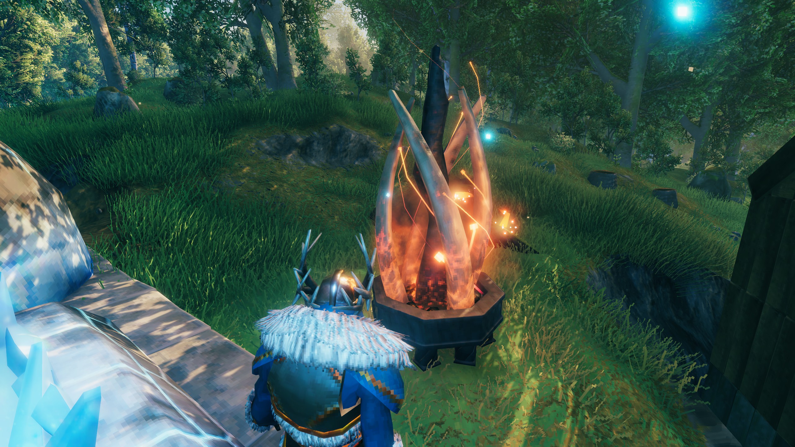 An ember monument in Valheim