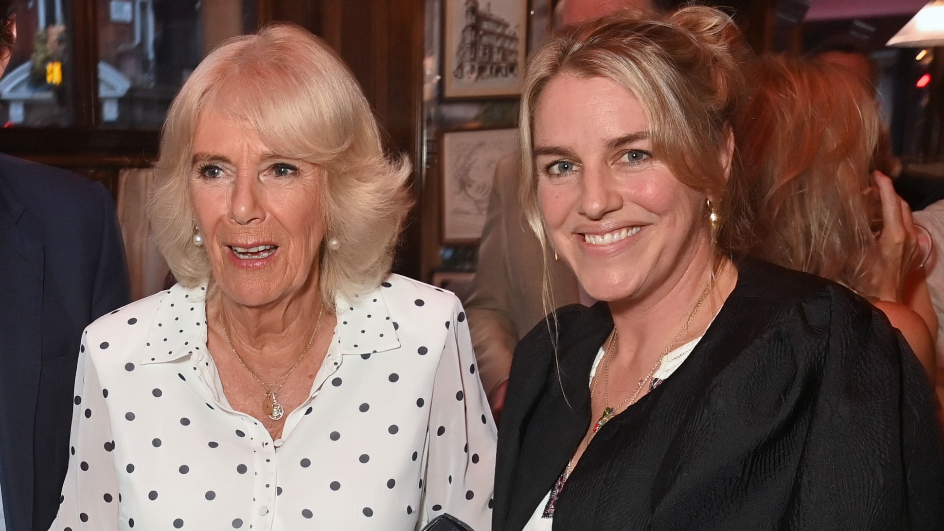 Queen Camilla and Laura Lopes attend the launch of new book "Cooking &amp;amp; The Crown" by Tom Parker Bowles