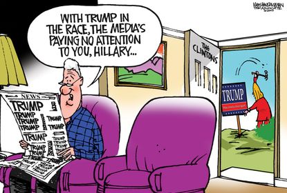Political cartoon U.S. Donald Trump Media Hillary