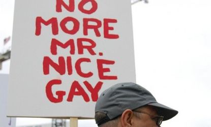 A protester supports gay marriage