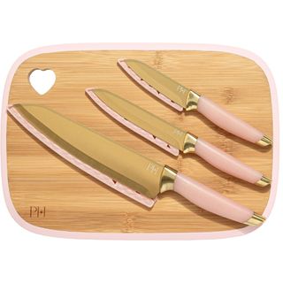 Paris Hilton Reversible Bamboo Cutting Board and Cutlery Set