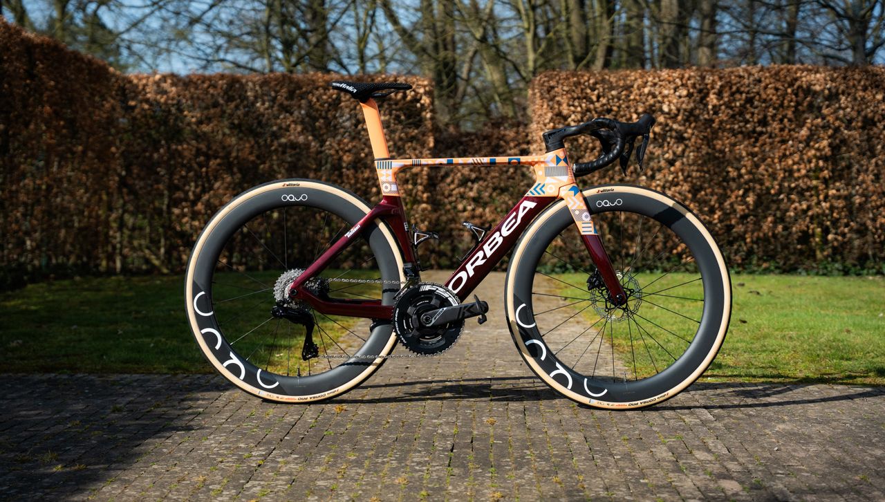 A custom painted Orbea Orca aero bike