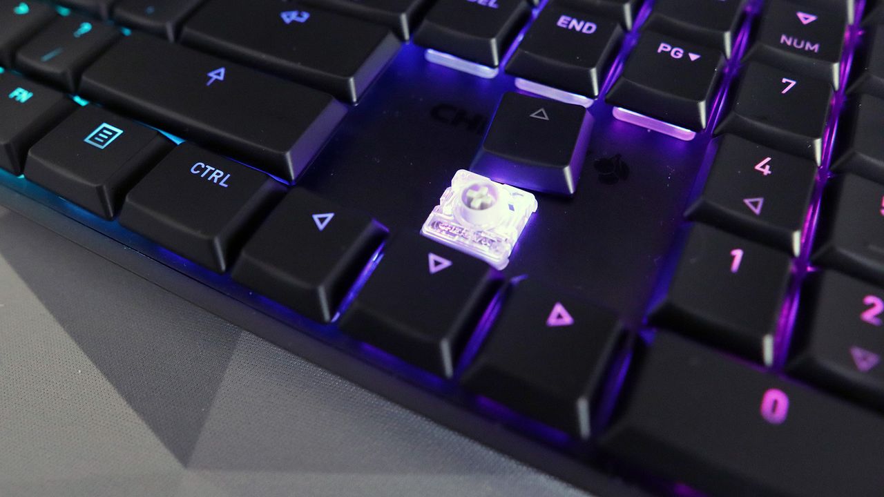Cherry MX10.0N RGB gaming keyboard pictured on a desk
