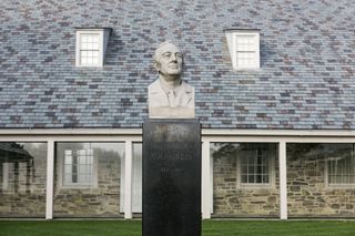 A bust of FDR at his library and museum in Hyde Park, New York