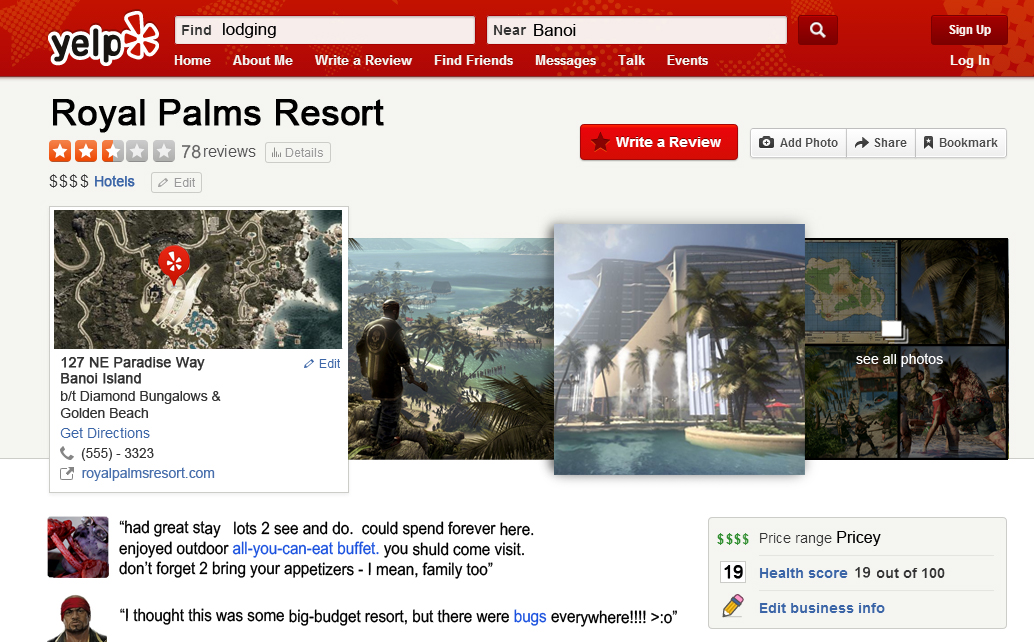 Royal Palms Resort (Dead Island) by Purna J. - 1/5 stars