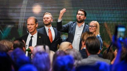 Sweden Democrats Jimmie Akesson delivers a speech in Stockholm 