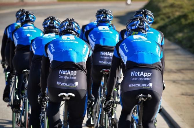Team NetApp-Endura on a training ride in Belgium