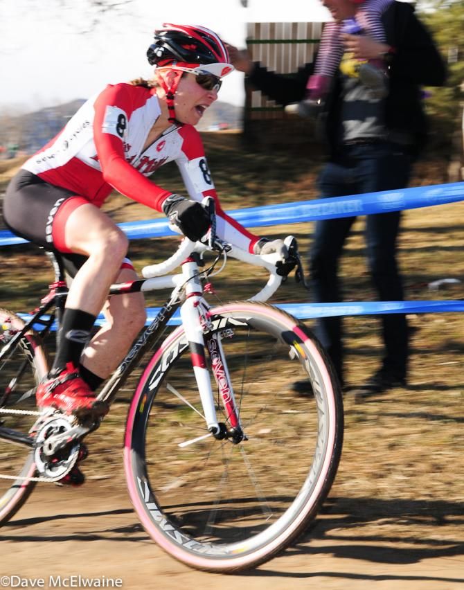 Mo Bruno-Roy (Bobs Red Mill) racing well at the end of lap one
