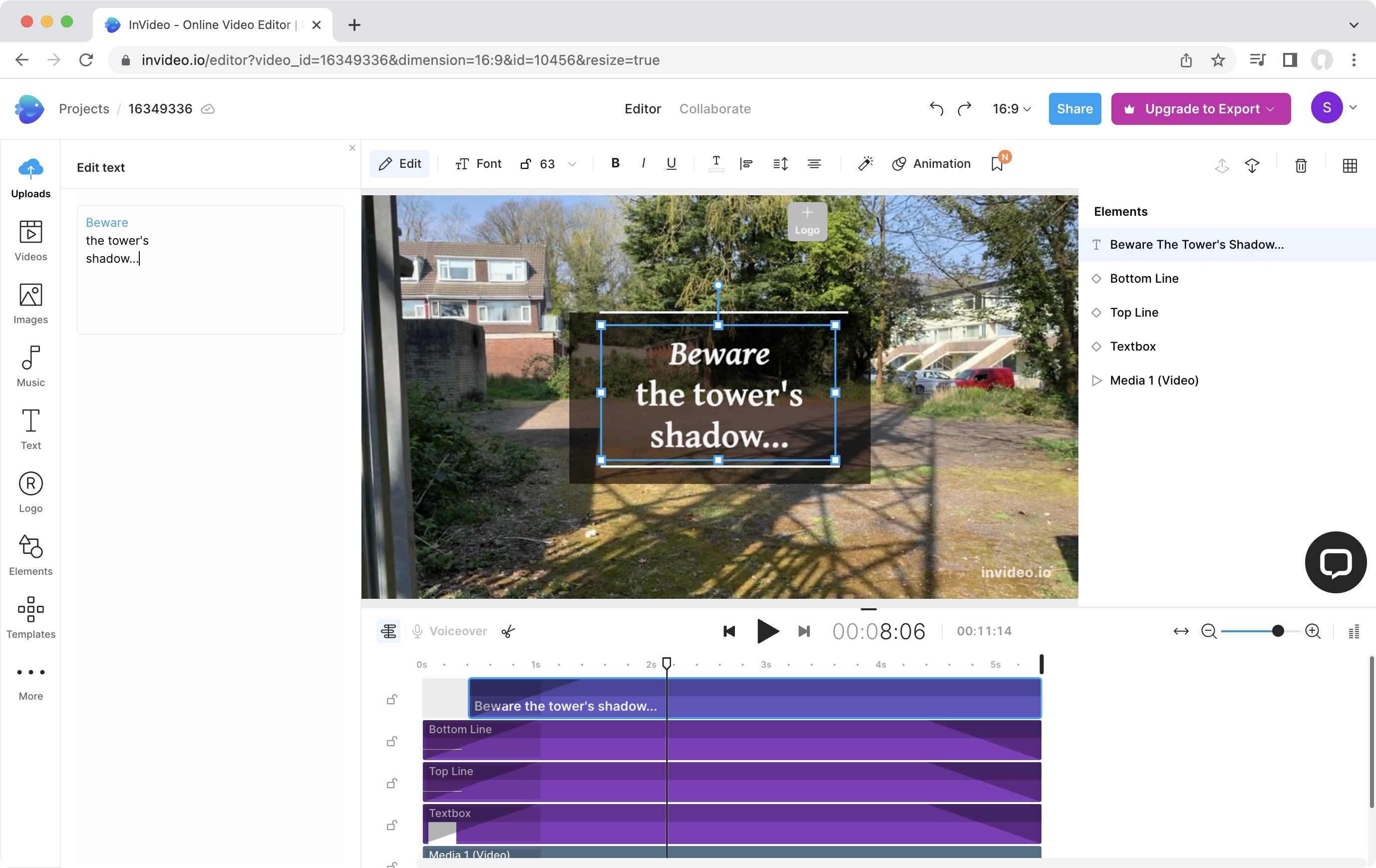 InVideo online video maker in use