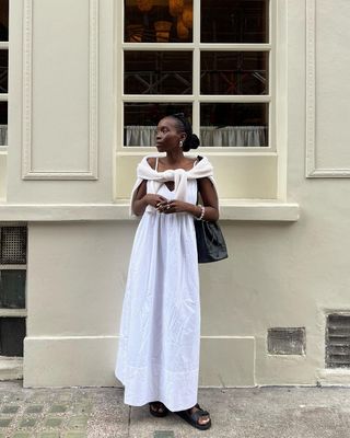 Black Shoes Are the Chicest Pairing for Your White Dresses This Summer Who What Wear