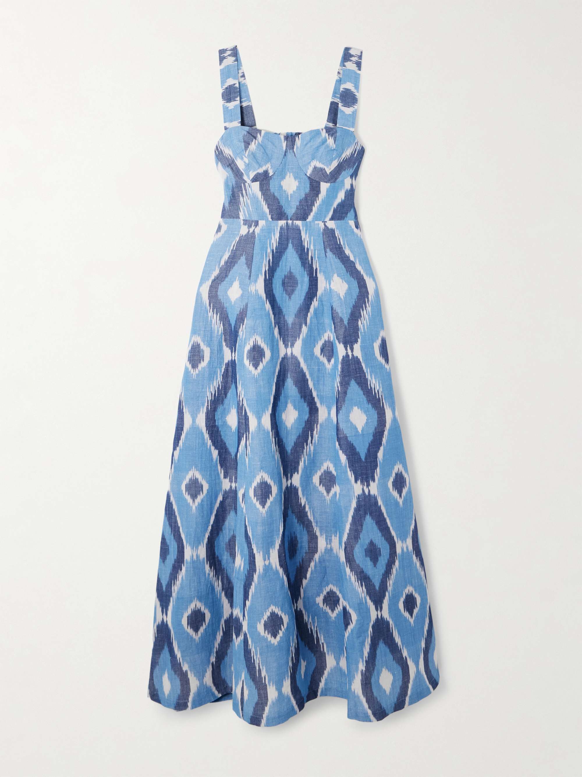 Azzurra Open-Back Printed Hemp and Cotton-Blend Maxi Dress