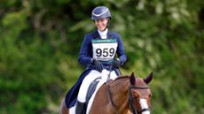 Zara Tindall on her horse 'Class Affair', in the dressage phase of the Cirencester Park Horse Trials on April 27, 2025