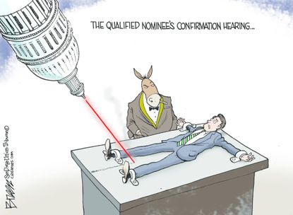 Political cartoon U.S. Brett Kavanaugh confirmation Supreme Court Democrats