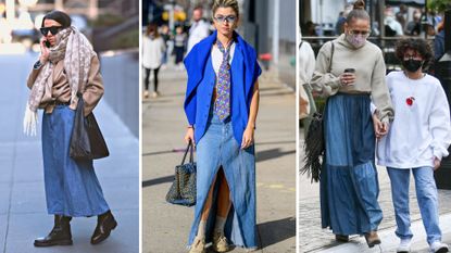 denim maxi skirts