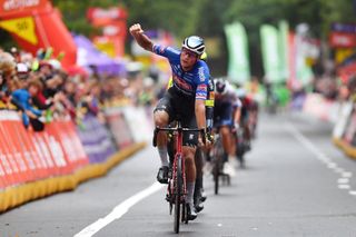 Mathieu van der Poel (Alpecin-Deceuninck) celebrates winning Grand Prix de Wallonie 2022 