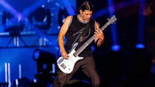  Robert Trujillo of Metallica performs live on stage at Magna Racino on June 1, 2024 in Vienna, Austria