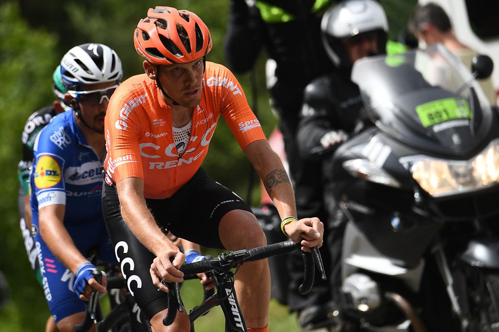 Alessandro De Marchi leads the breakaway during stage 6 at Dauphine