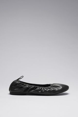 Ruched Leather Ballet Flats