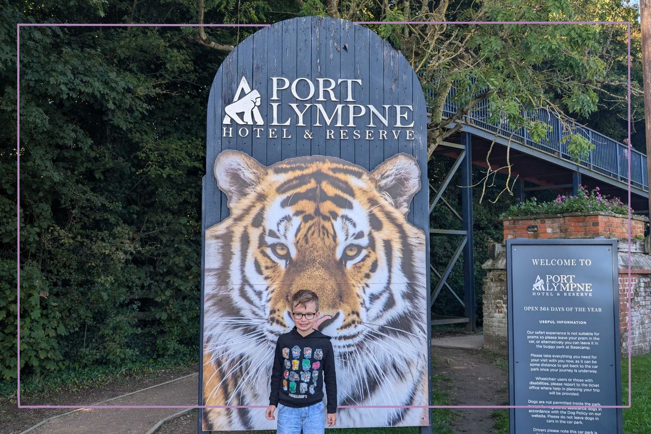 boy stood in front of Port Lympne sgn