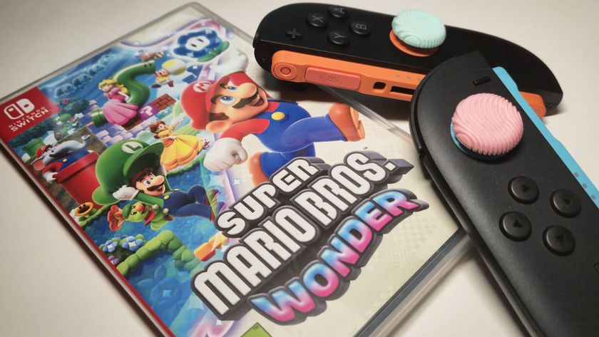 Image of a pair of Switch 2 Joy-Con controllers sitting on a copy of Super Mario Bros Wonder.