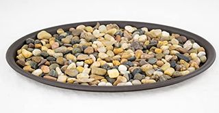1 Oval Black Plastic Humidity/Drip Tray + Rock for Bonsai Tree and Indoor Plant - 10.75