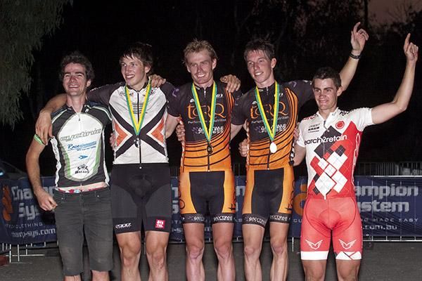 The top five in the men's elite short course race held in Shepparton.
