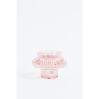 pink glass candle holder