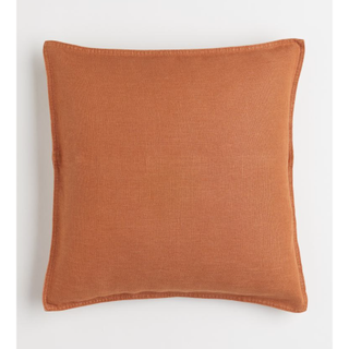 deep orange square linen pillow