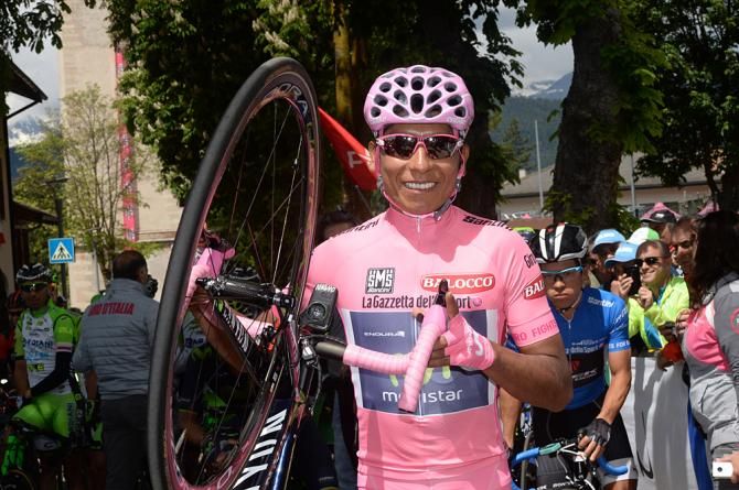 Nairo Quintana (Movistar) had pink everything for stage 17 of the Giro d'Italia
