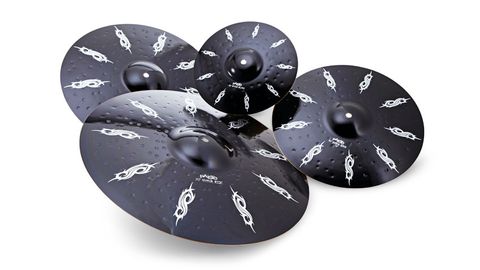 These shiny black 'Hyper' cymbals are derived from Paiste's mid-range to pro-level Alpha series and modelled on the current Slipknot touring set-up