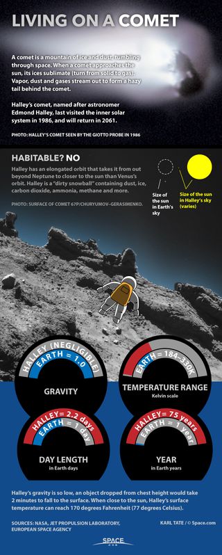 Chart shows conditions on Halley's Comet.