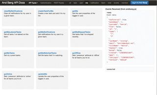 The And Bang documentation app is itself a real-time backbone app that enables you to try out requests to the API easily