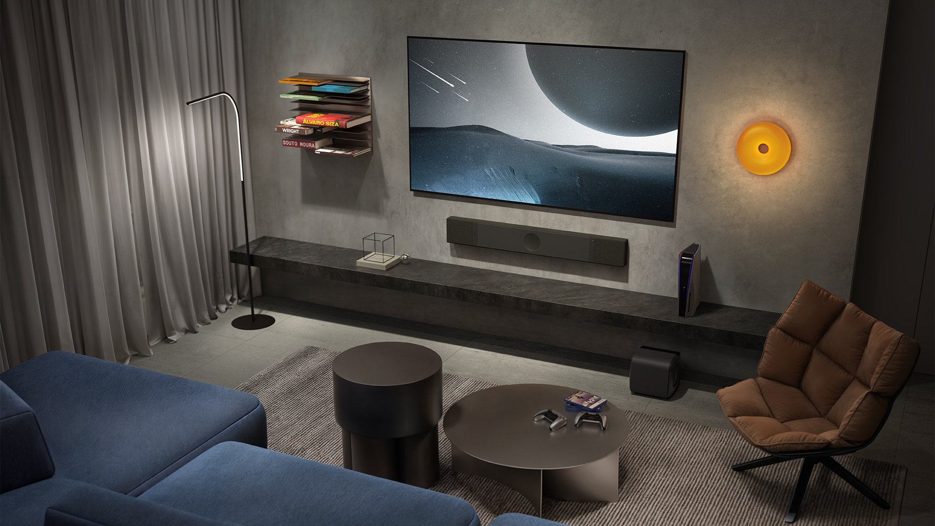 KEF XIO soundbar lifestyle setup