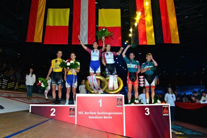 The final podium: 1: De Ketele/M&uuml;ller 2: Lampater/De Buyst and 3: Bartko/Reinhardt