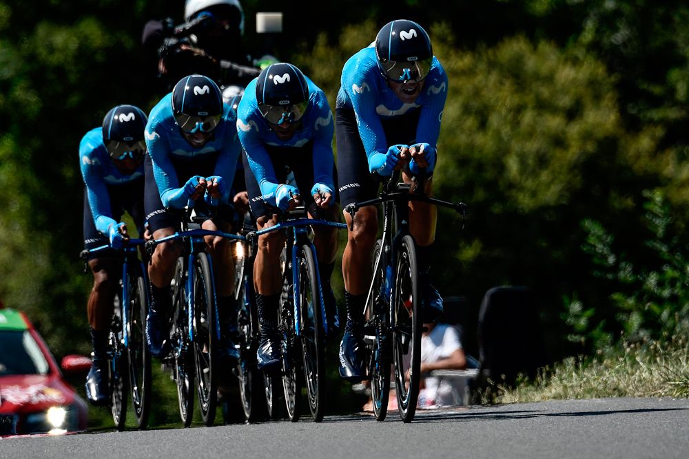 Movistar in the team time trial at the Tour de France