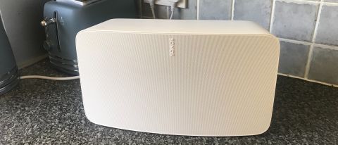 Sonos Five in a kitchen, next to a toaster