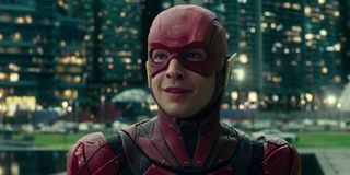 The Flash smiling in Justice League